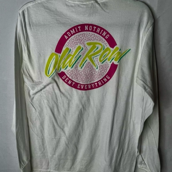 Old Row Long Sleeve Circle Logo Pocket Tee- White - WROW-2076 - Picture 4 of 4